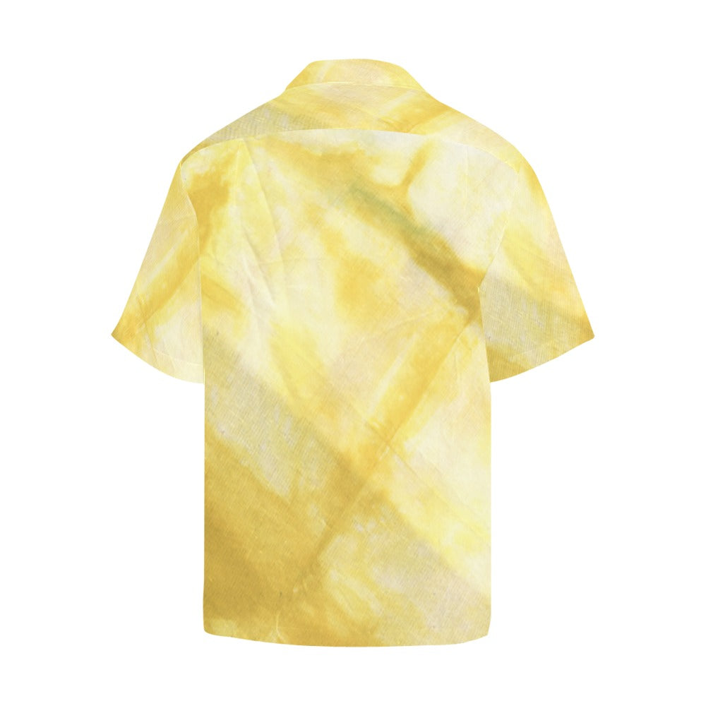 Men's Yellow Tie-Dye Abstract Half Sleeve Shirt