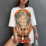 Women's Entire World in my hand Acid & Punk Oversized T-shirt