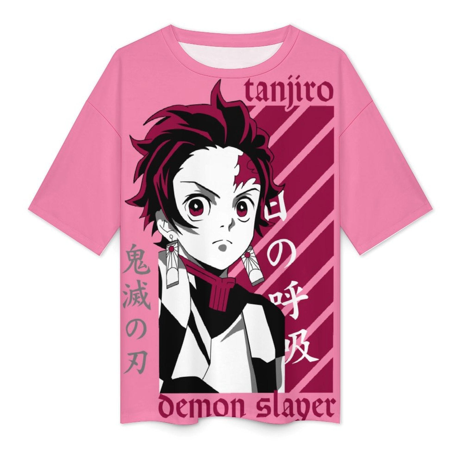 Women's Tanjiro Potrait Demon Slayer Anime Oversized T-shirt