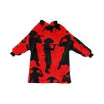 Women's Black Pirate Silhouette Abstract Blanket Hoodie