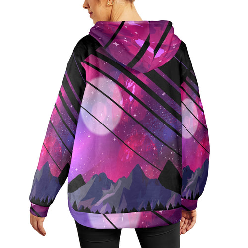 Women's Cosmic Terrain Abstract Flannel Hoodie