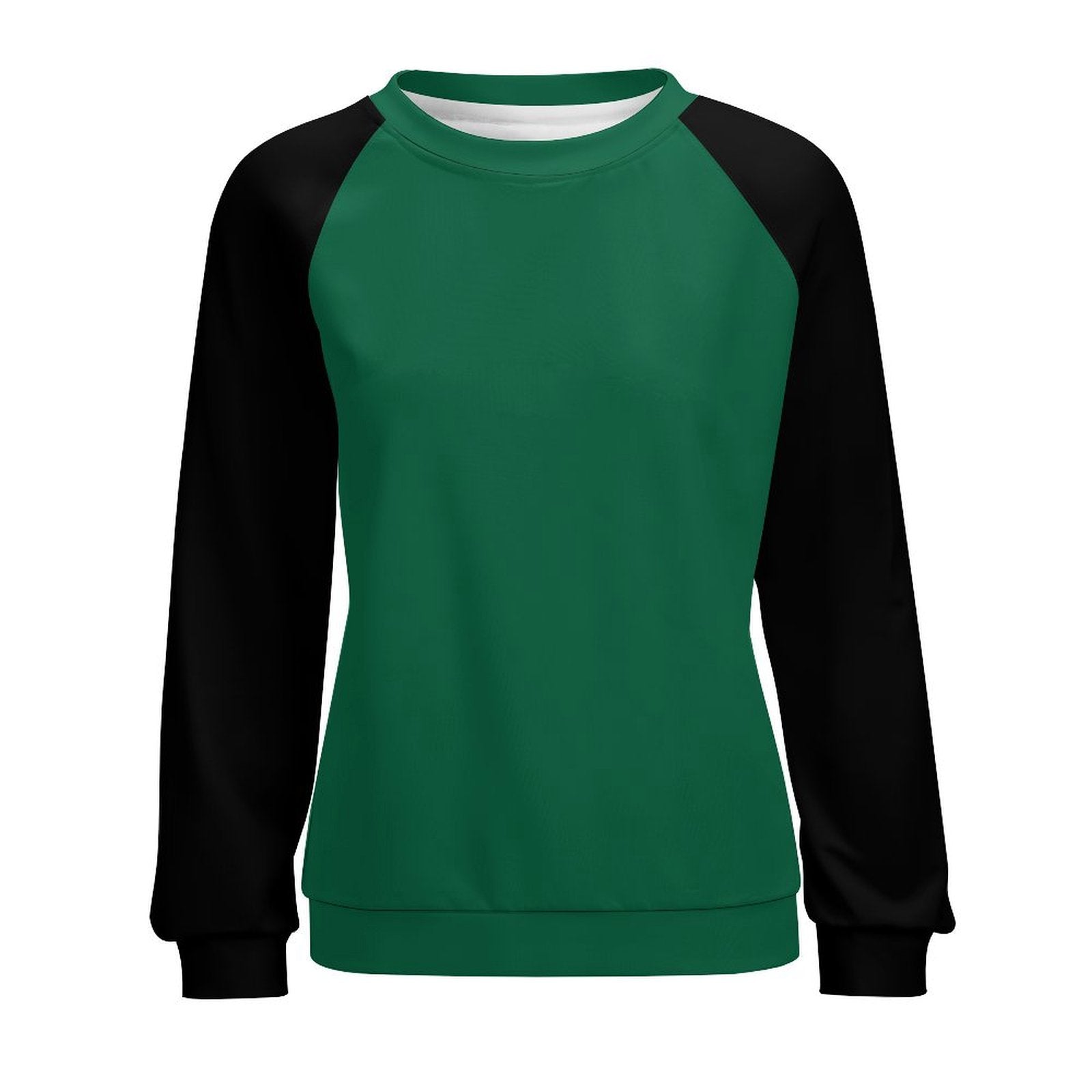 Women's Bottle Green & Black Solid Sweatshirt