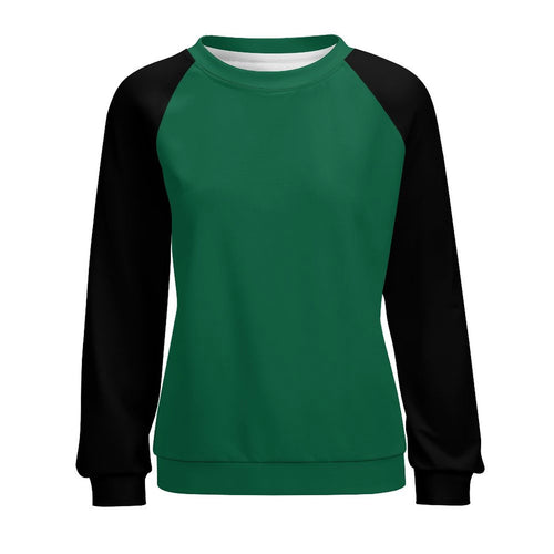 Women's Bottle Green & Black Solid Sweatshirt