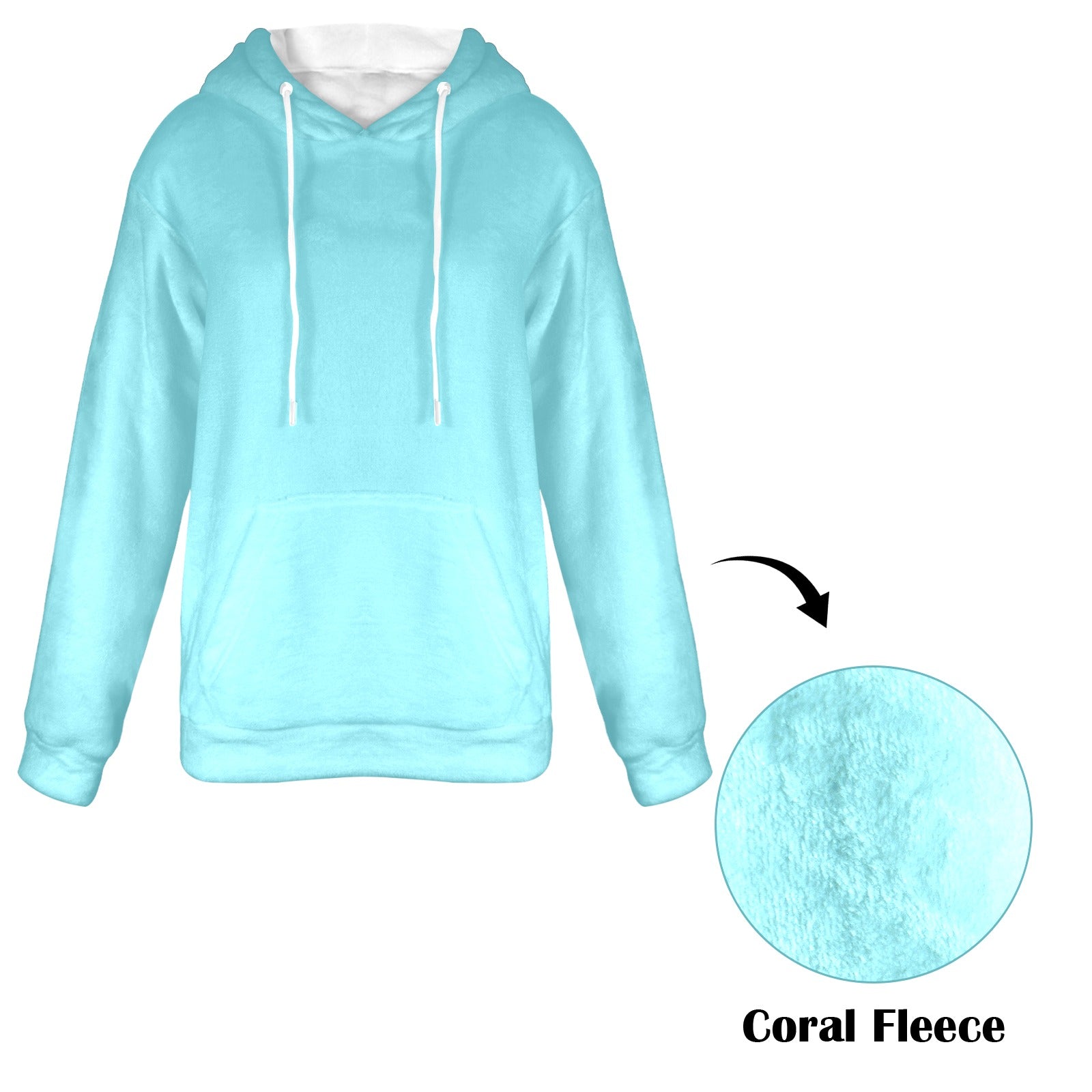 Women's Pale Blue Solid Flannel Hoodie