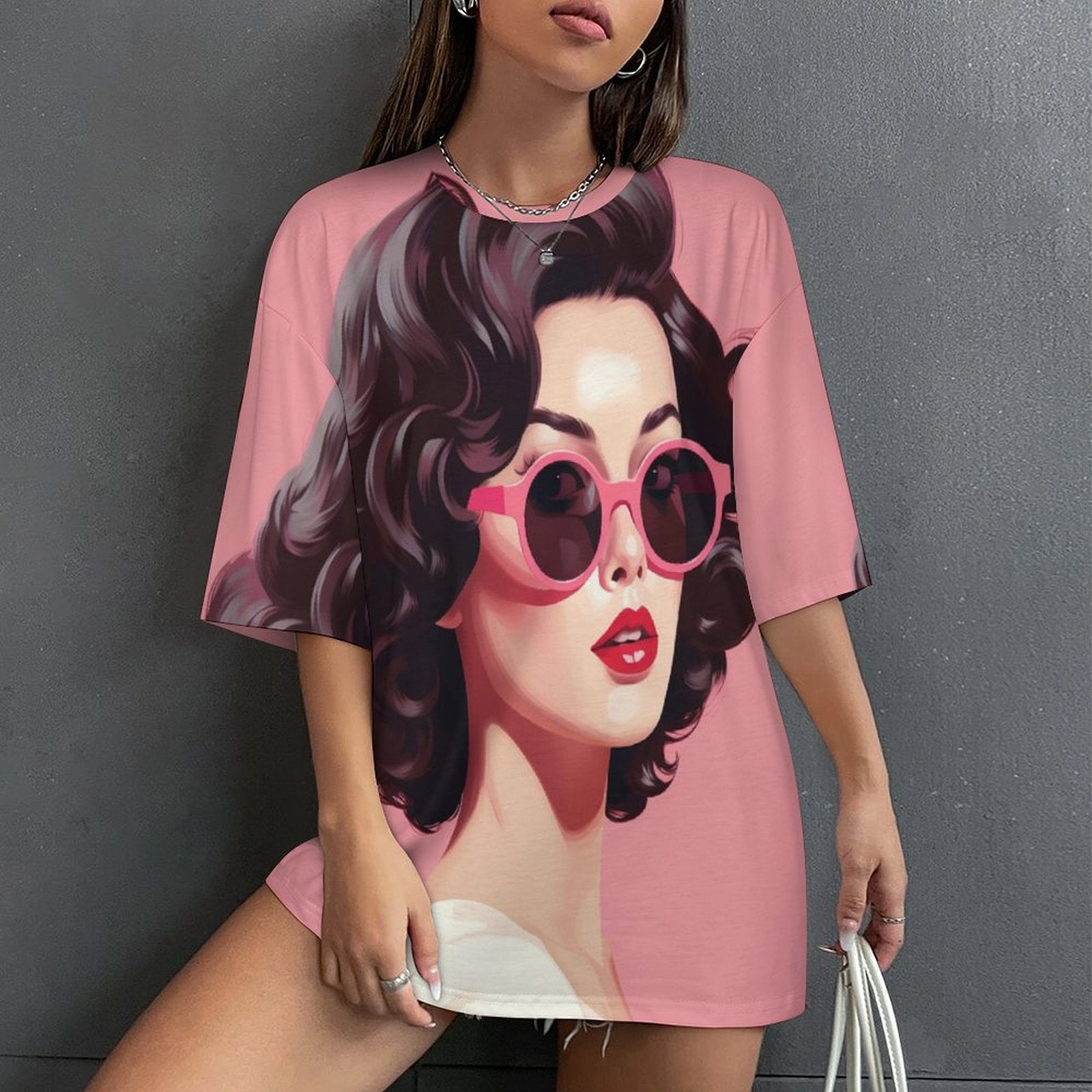 Women's Pop Art Pin-up Style Abstract Oversized T-shirt