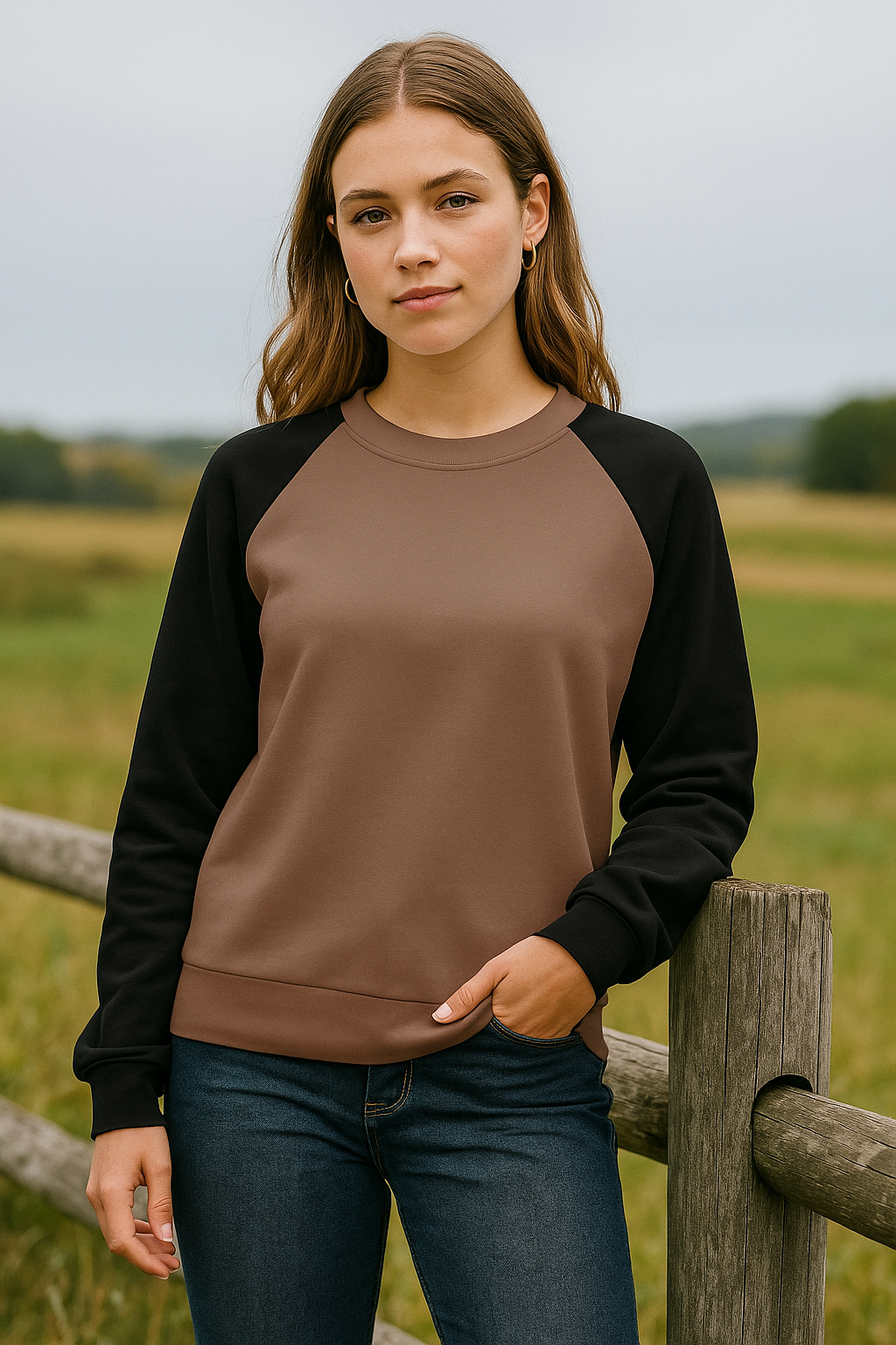Women's Beaver & Black Solid Sweatshirt