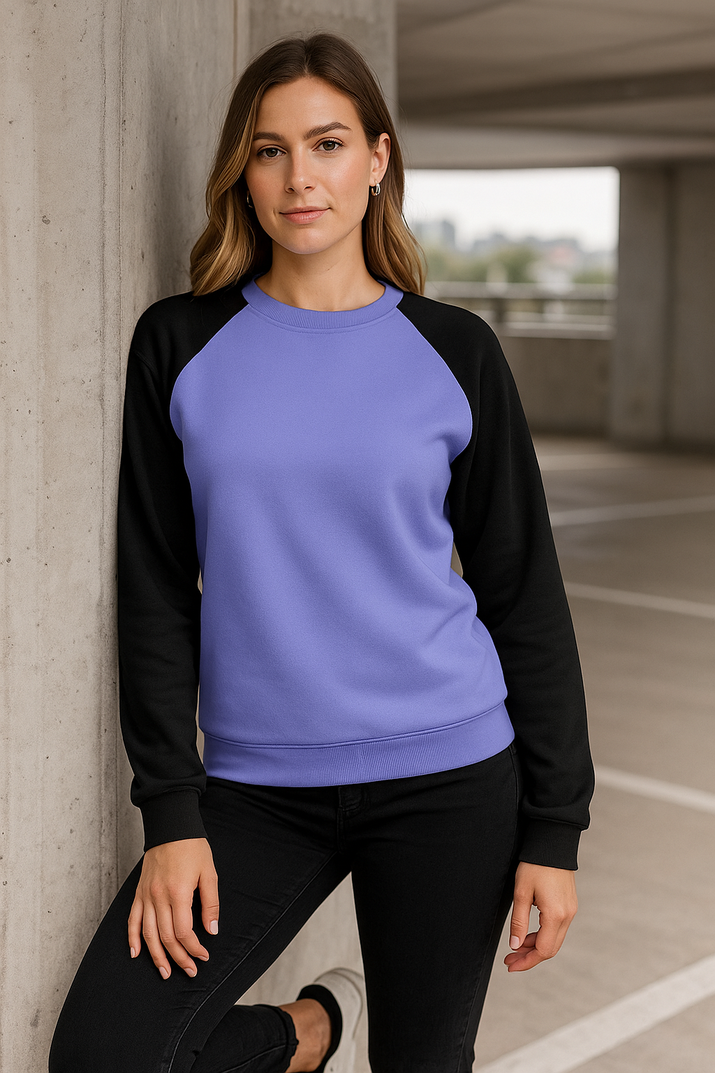 Women's Blue Bell & Black Solid Sweatshirt