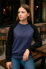 Women's UCLS Blue & Black Solid Sweatshirt