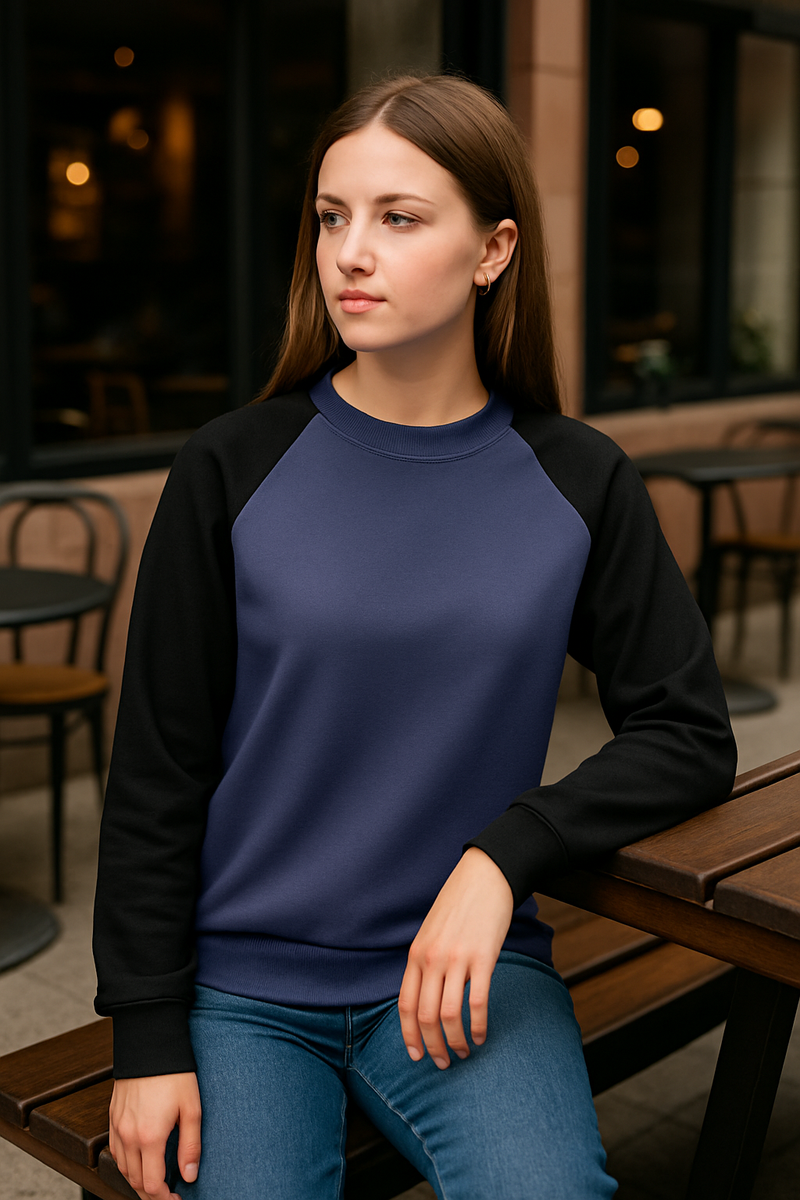 Women's UCLS Blue & Black Solid Sweatshirt