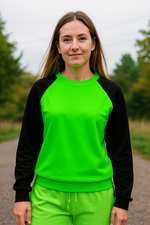Women's Electric Green & Black Solid Sweatshirt