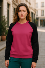 Women's Raspberry Rose & Black Solid Sweatshirt