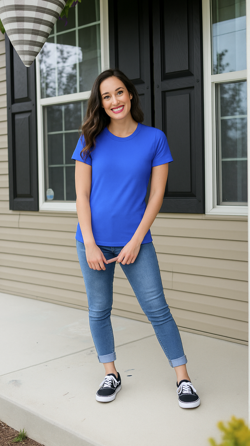 Women's Azure Solid Classic T-shirt