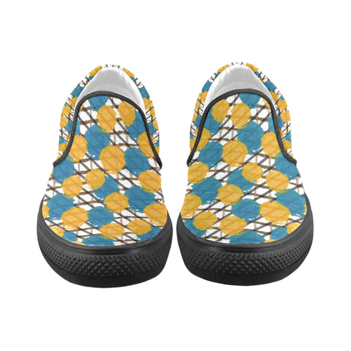 Women's Yellow Blue Polka Canvas Slip-on Shoes