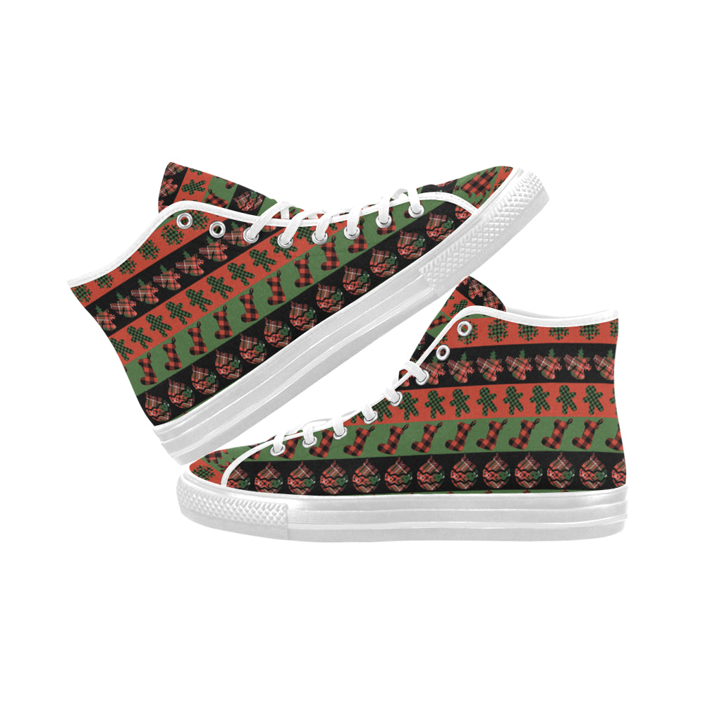Men's Christmas Plaids Print Canvas High Top Shoes