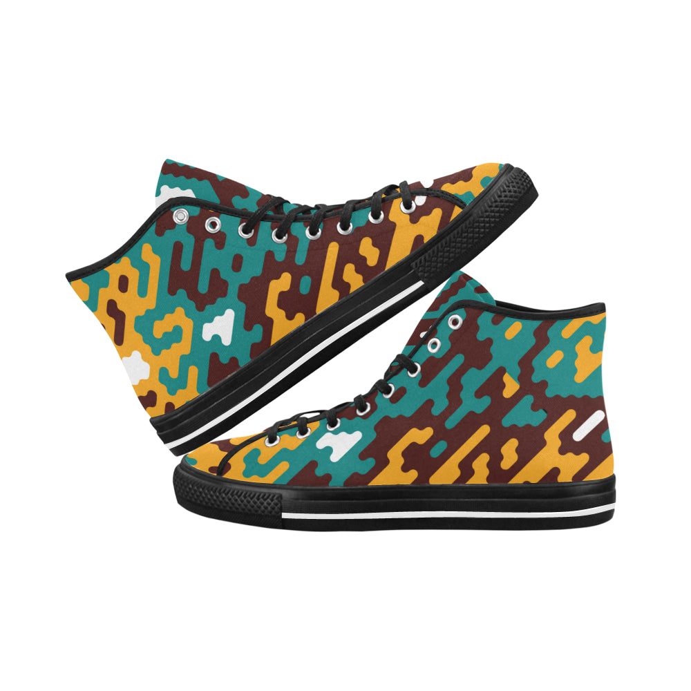 Women's Camouflage Flames Print Canvas High Top Shoes