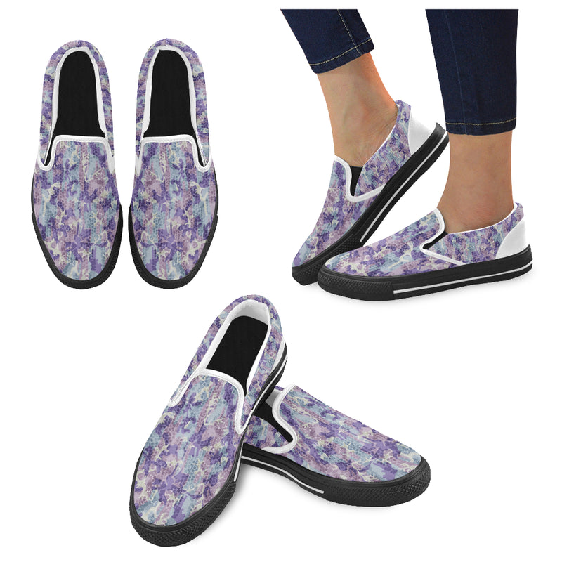 Men's Purple Camouflage Print Canvas Slip-on Shoes