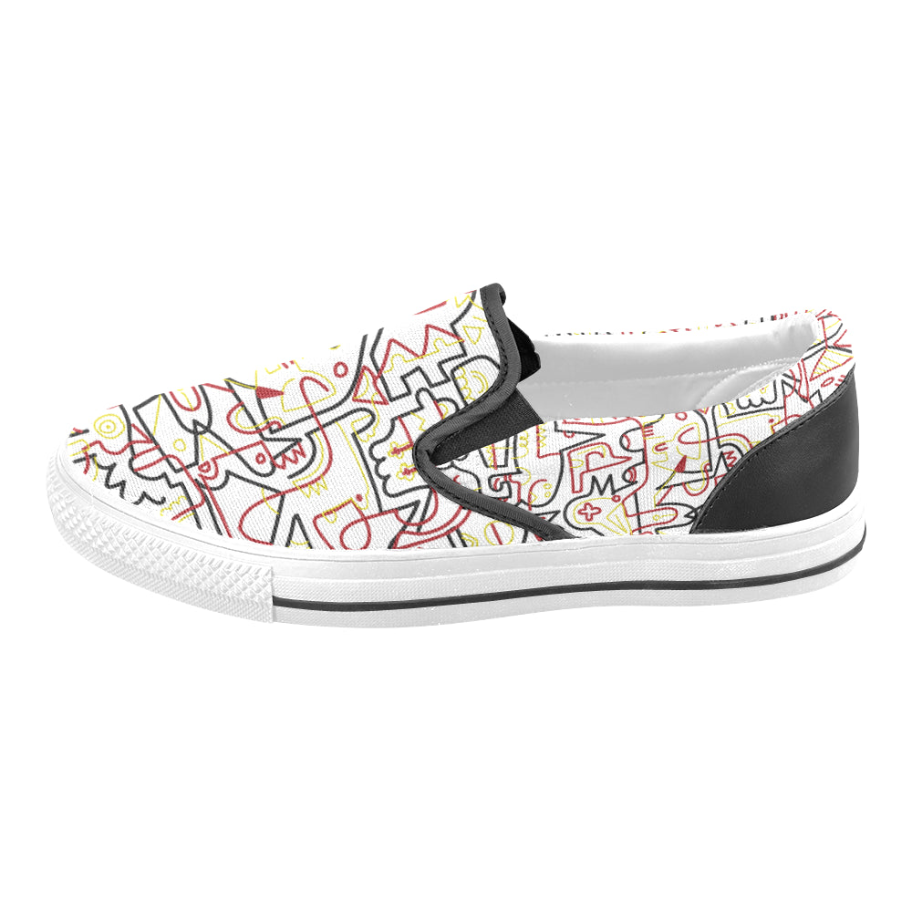 Men's Tangled Doodle Print Canvas Slip-on Shoes