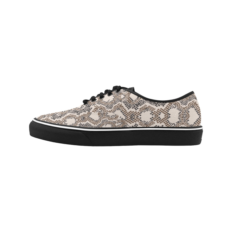 Women's Peach-Brown Snake Print Low Top Canvas Shoes