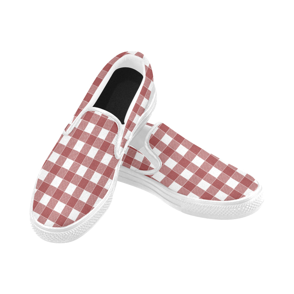 Women's Classic Red Checks Print Slip-on Canvas Shoes