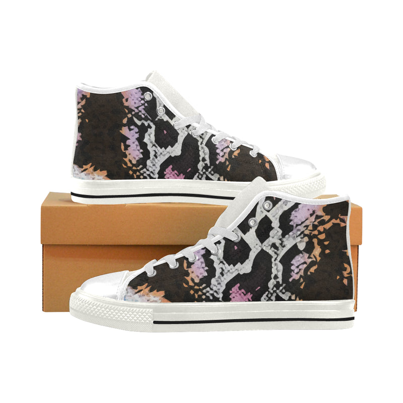 Men's Snake Print Canvas High Top Shoes