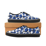 Men's White Blue Polka Print Canvas Low Top Shoes