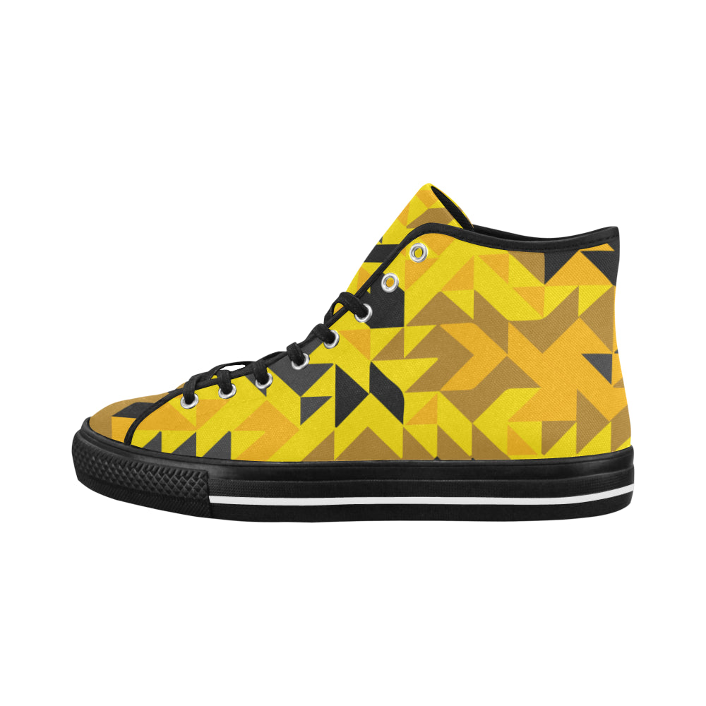 Men's Geometrical Camouflage Print High Top Canvas Shoes