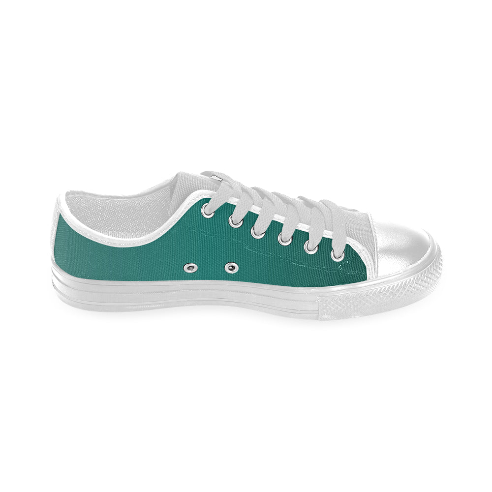 Men's Aqua Green Solids Print Canvas Low Top Shoes
