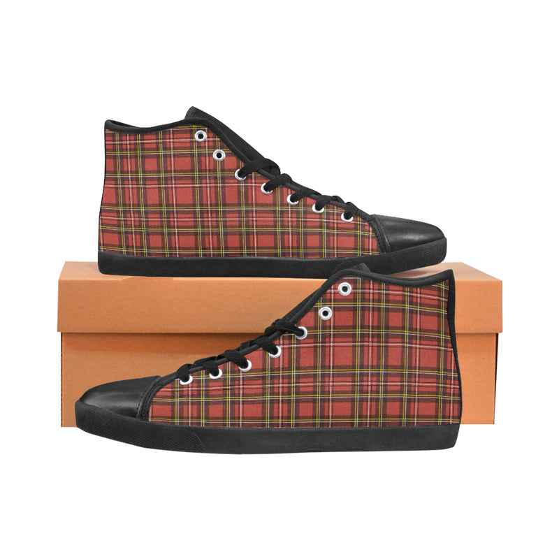 Kids's Scottish Checkers Print Canvas High Top Shoes