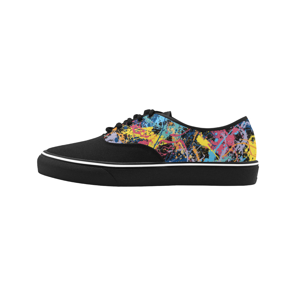 Men's Multicolored Paint Splatter Print Canvas Low Top Shoes