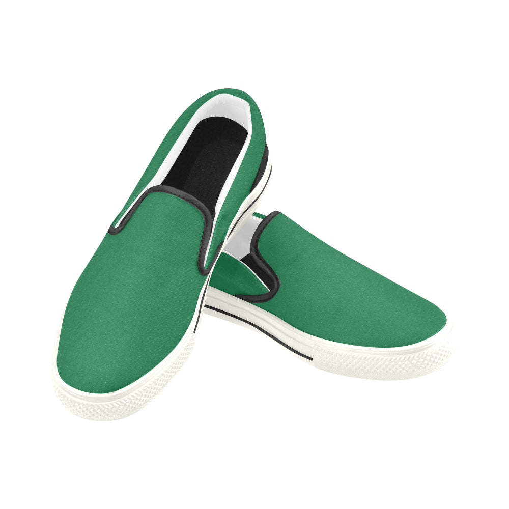 Men's Bottle Green Solids Print Canvas Slip-on Shoes