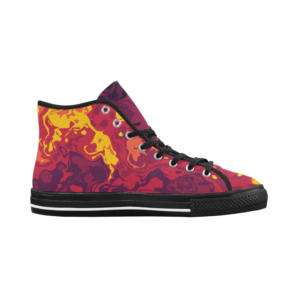 Men's Fiery Camouflage Print High Top Canvas Shoes
