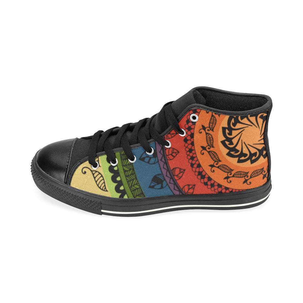 Men's Folksy Mandala Print Canvas High Top Shoes