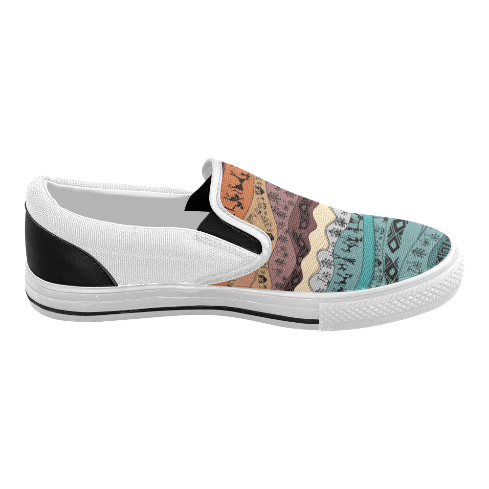 Women's Hued Waves Tribal Print Slip-on Canvas Shoes