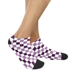 Women's Purple Checkers Print Anklet Socks