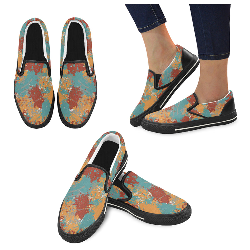 Women's Acrylic Paint Splatter Print Canvas Slip-on Shoes