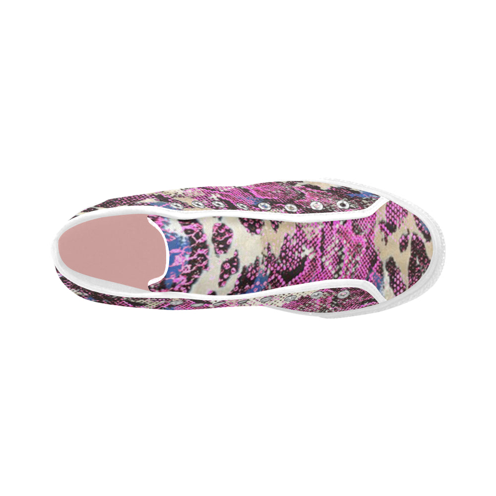 Women's Snake Skin Print Canvas High Top Shoes