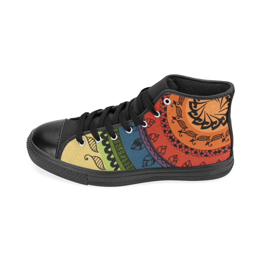Women's Folksy Mandala Print Canvas High Top Shoes