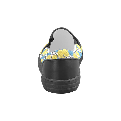 Men's Blue Polka Print Canvas Slip-On Shoes