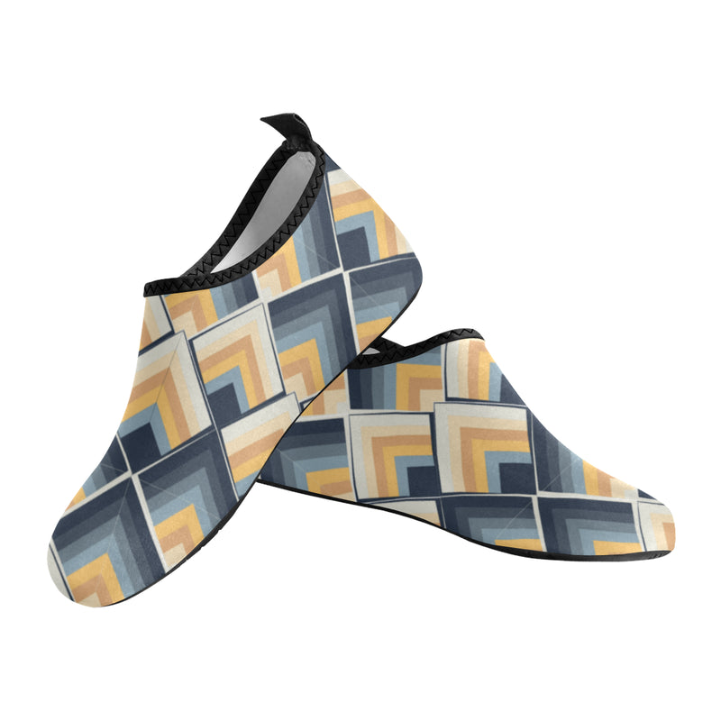 Kid's Blue-Yellow Scales Geometrical Print Barefoot Shoes