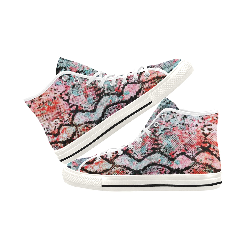 Women's Snake Print Canvas High Top Shoes