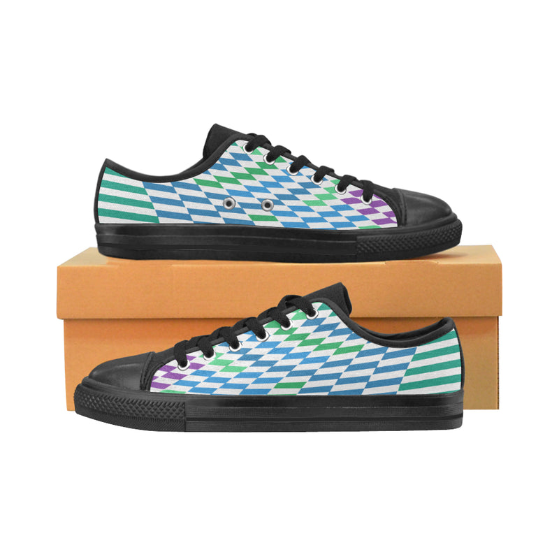Women's Checkers Print Canvas Low Top Shoes