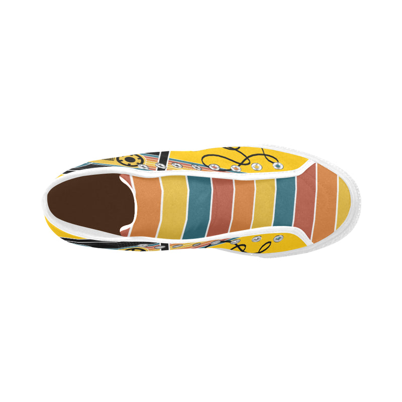 Men's Retro Cassette Pop Art Print Canvas High Top Shoes