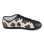 Women's Cream-Brown Cow Print Low Top Canvas Shoes