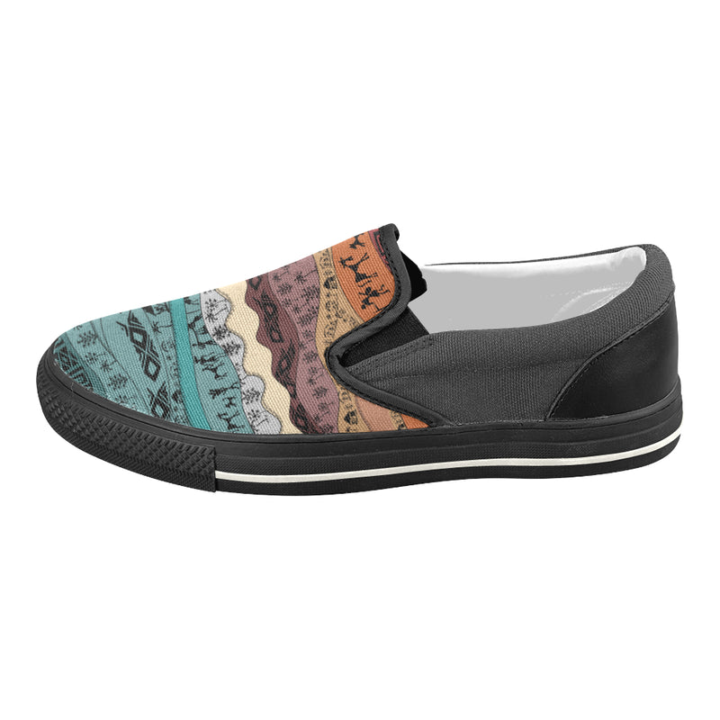 Women's Hued Waves Tribal Print Slip-on Canvas Shoes