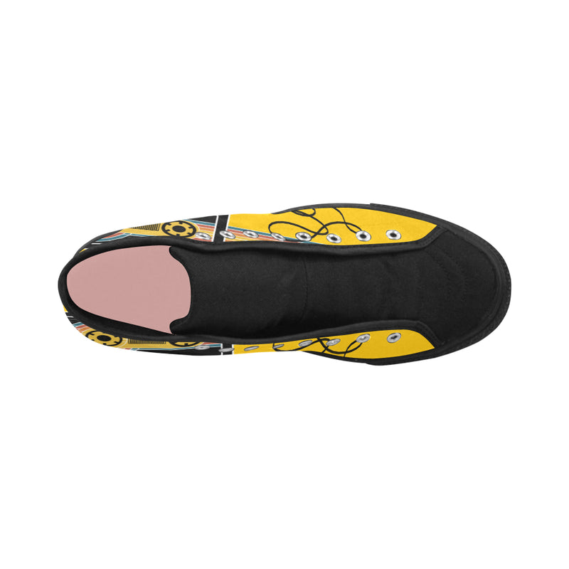 Women's Retro Cassette Pop Art Print Canvas High Top Shoes