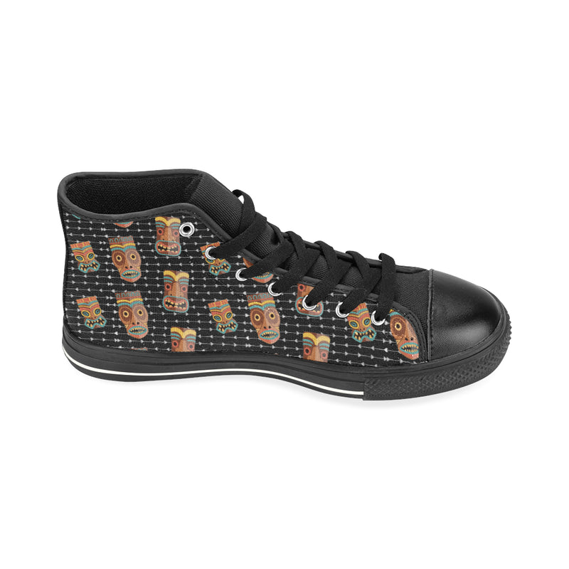 Women's Big Size Tribal Face Mask Print High Top Canvas Shoes