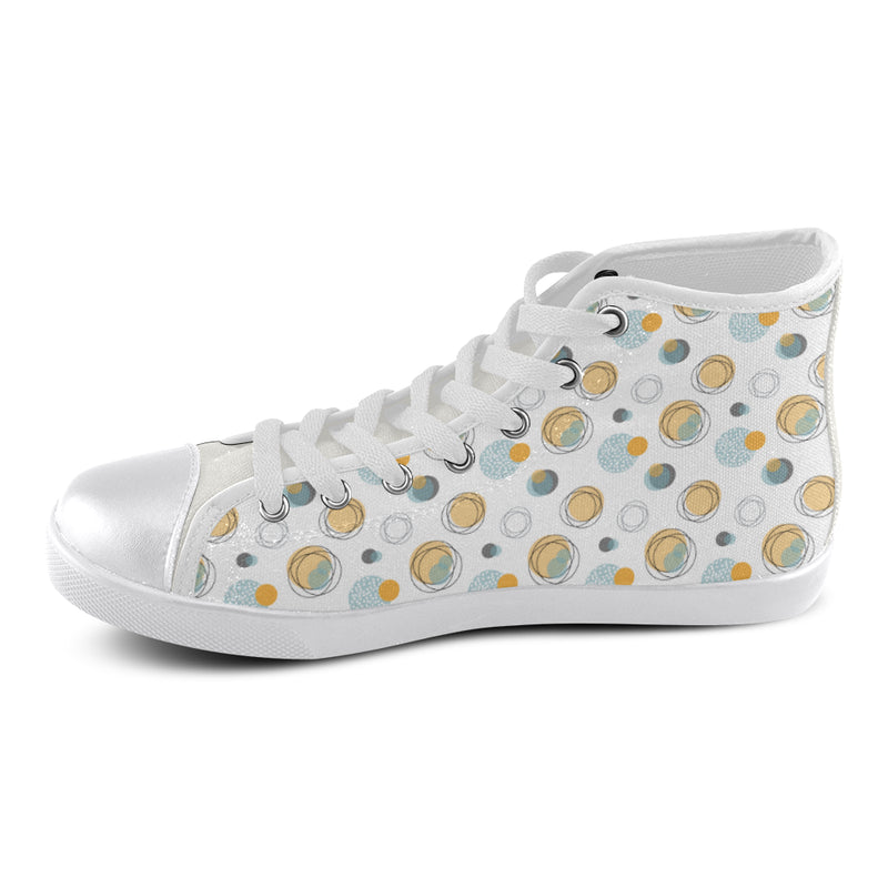 Women's Bubbly Polka Print Canvas High Top Shoes