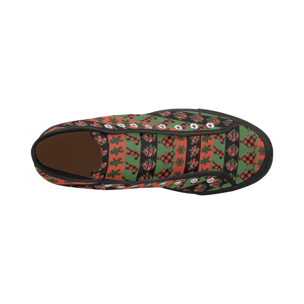 Men's Christmas Plaids Print Canvas High Top Shoes