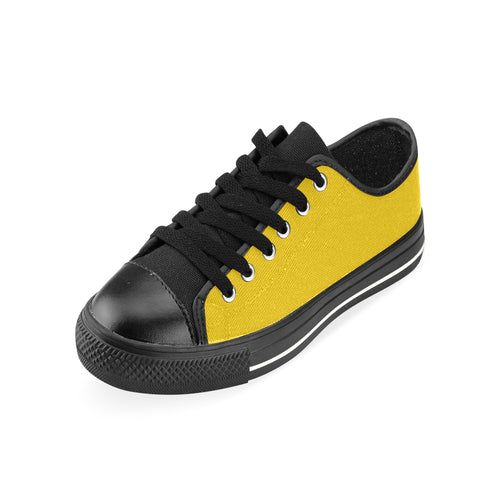 Men's Butter Yellow Solids Print Canvas Low Top Shoes