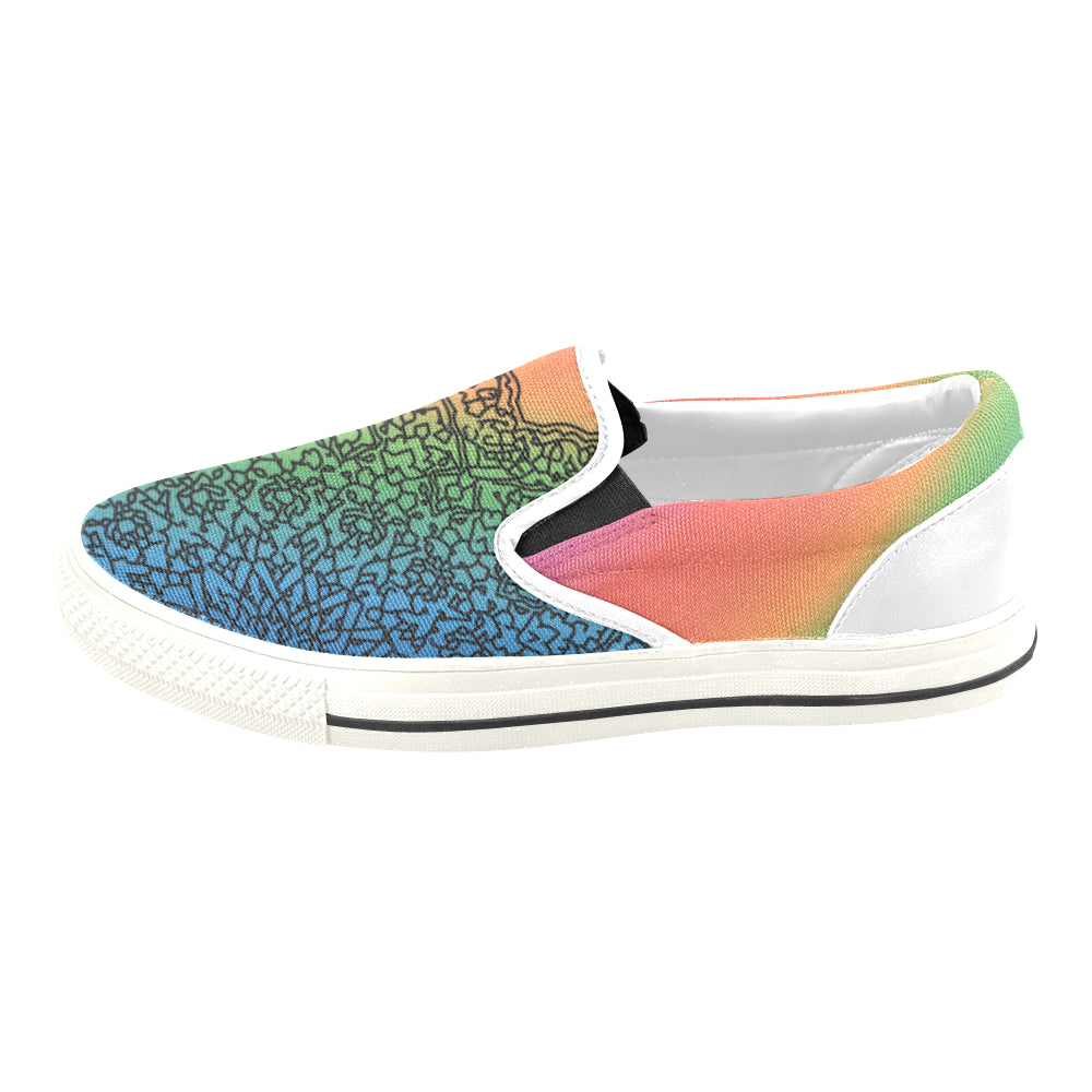 Men's Doodled Mandala Print Canvas Slip-on Shoes